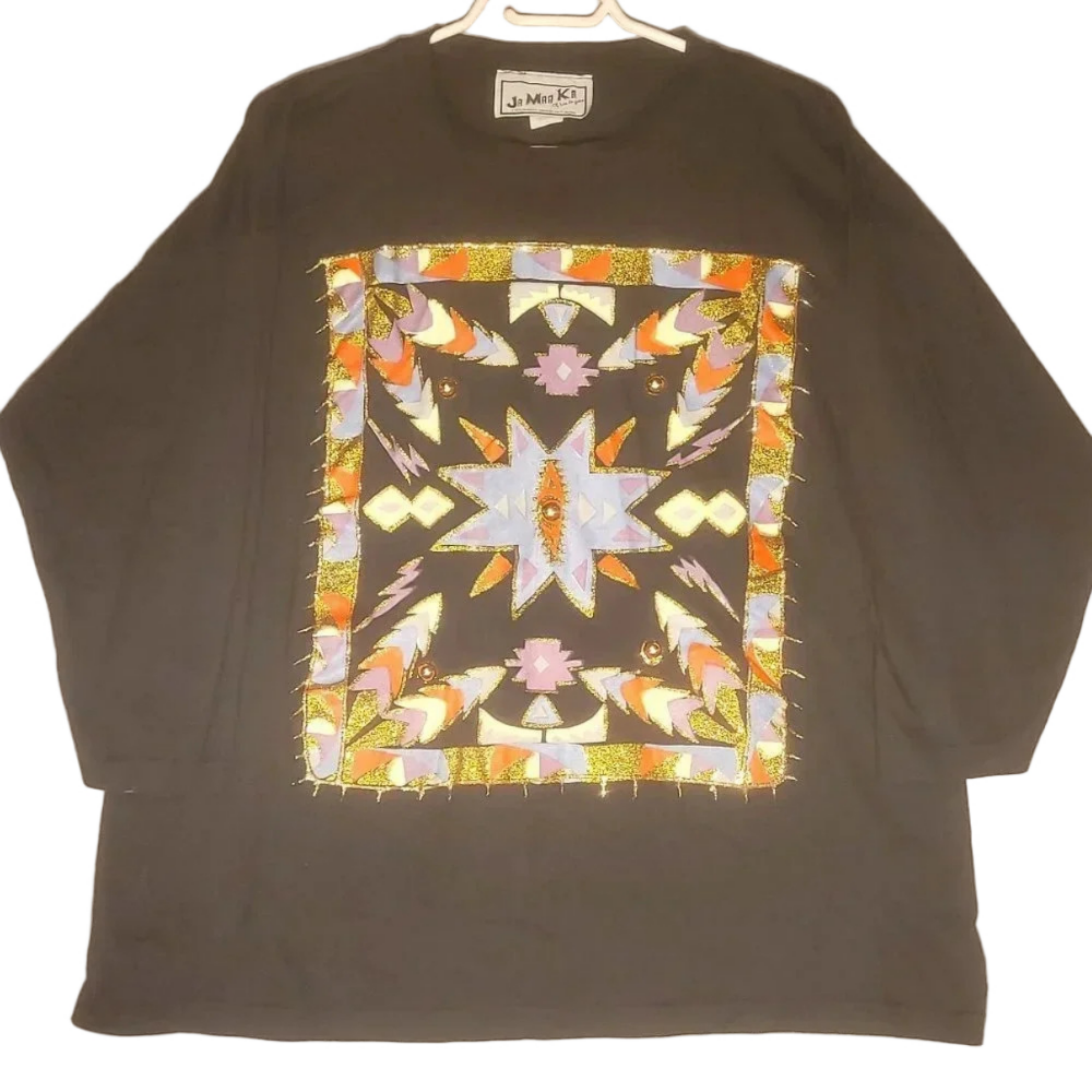 Unisex  Black with Gold Buttons & Glitter Sparkling T-Shirt, One Size Fits All